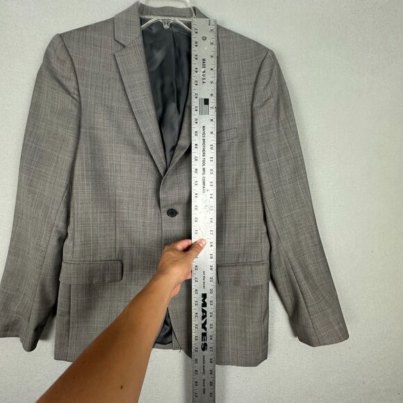 Theory Mens Size 38 Rudolf CF Kurson Suit Jacket Blazer Wool Gray Glen Plaid - Picture 4 of 7